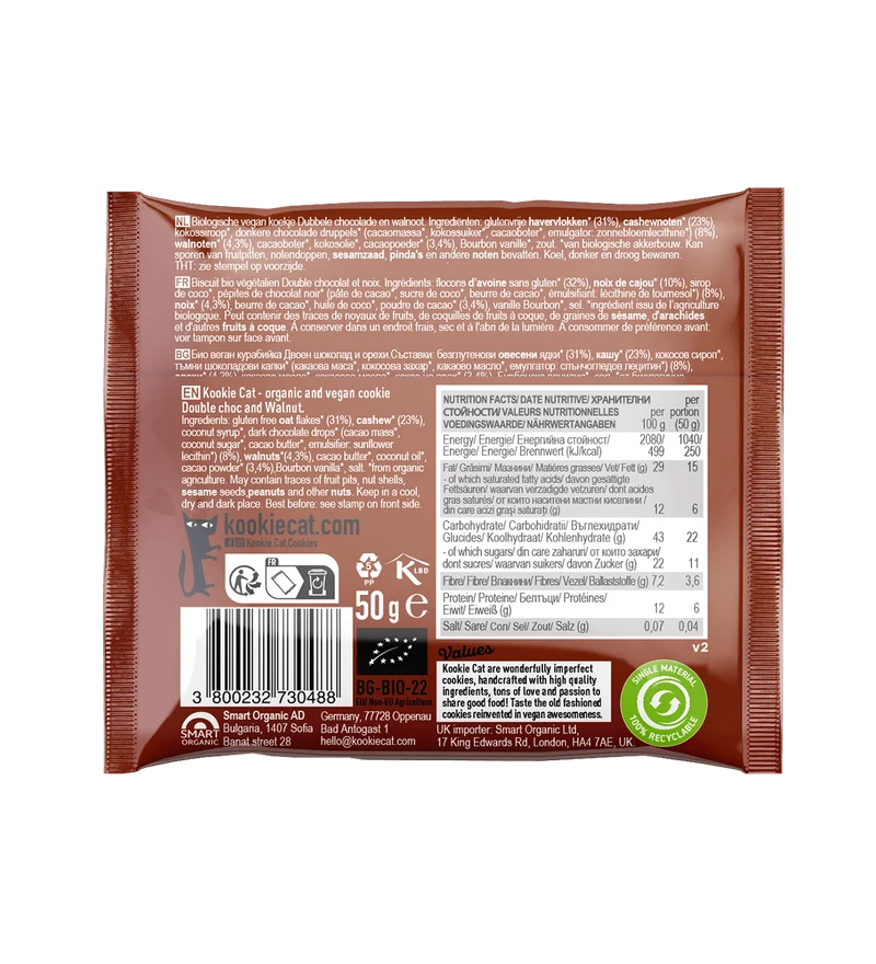 BIO Double Choc and Walnut Cookie