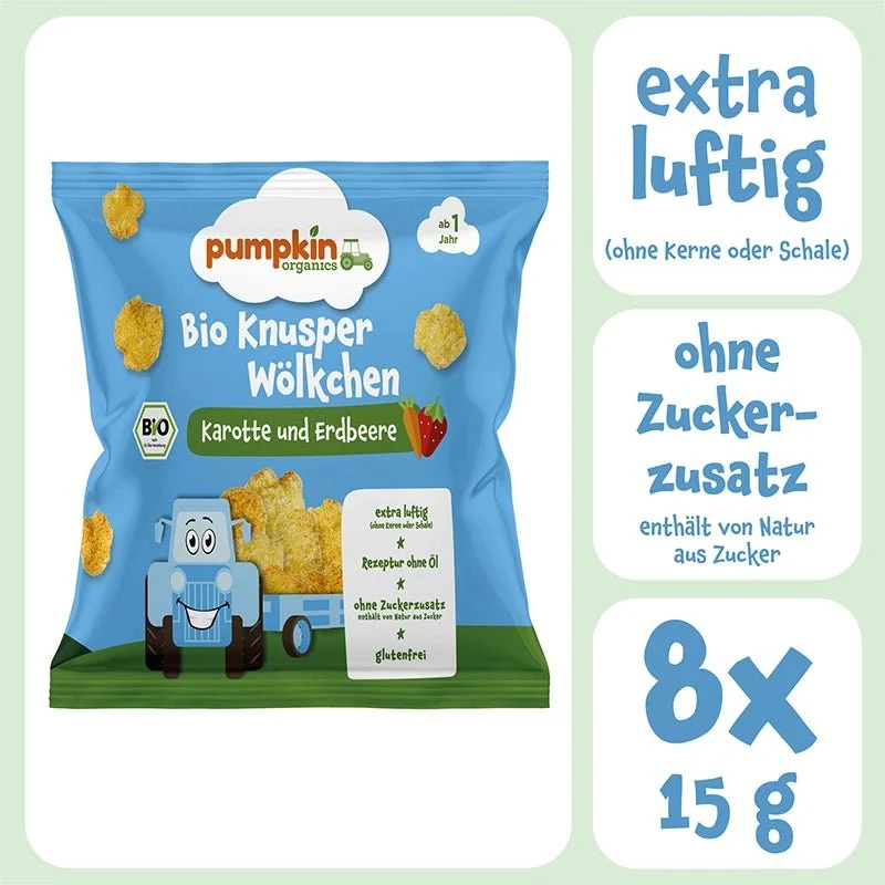 Bio Knusper Wölkchen Karotte und Erdbeere (8er Pack)