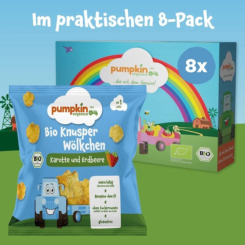 Bio Knusper Wölkchen Karotte und Erdbeere (8er Pack)