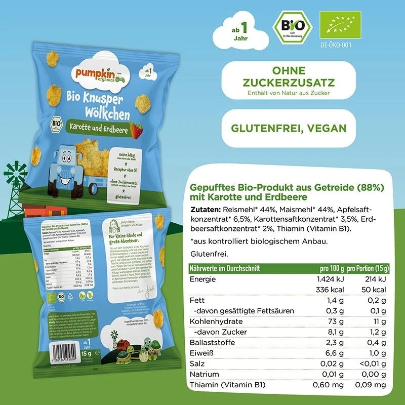 Bio Knusper Wölkchen Karotte und Erdbeere (8er Pack)