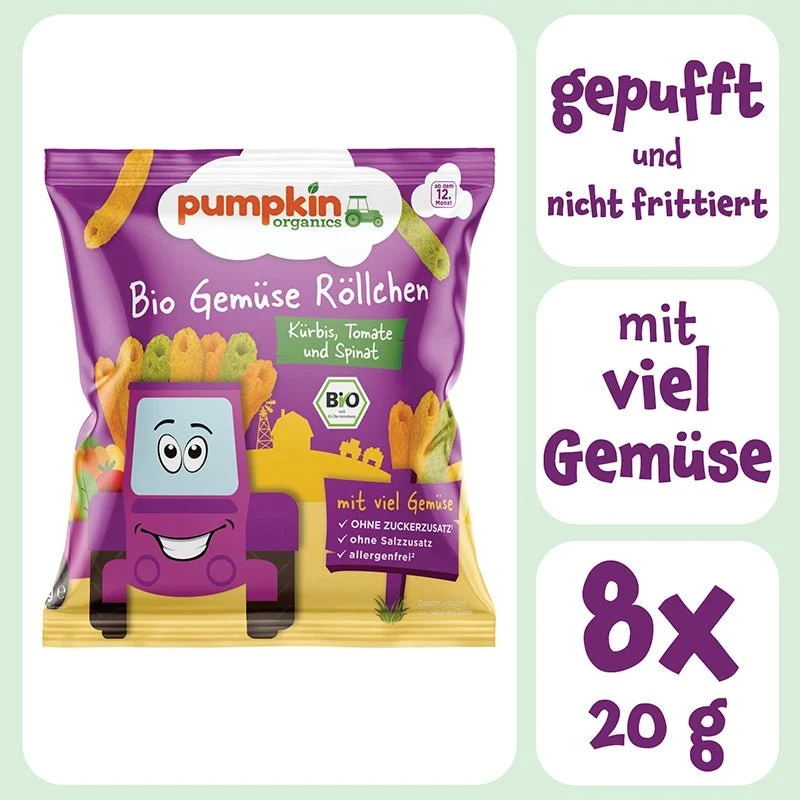 Bio Gemüse Röllchen Kürbis Tomate und Spinat (8er Pack)