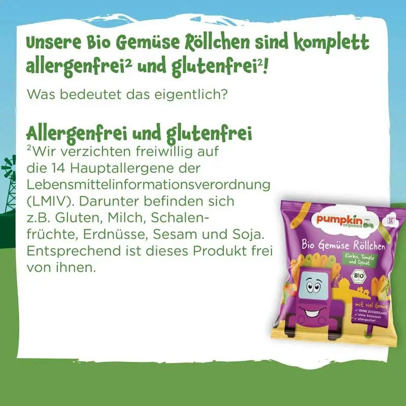 Bio Gemüse Röllchen Kürbis Tomate und Spinat (8er Pack)