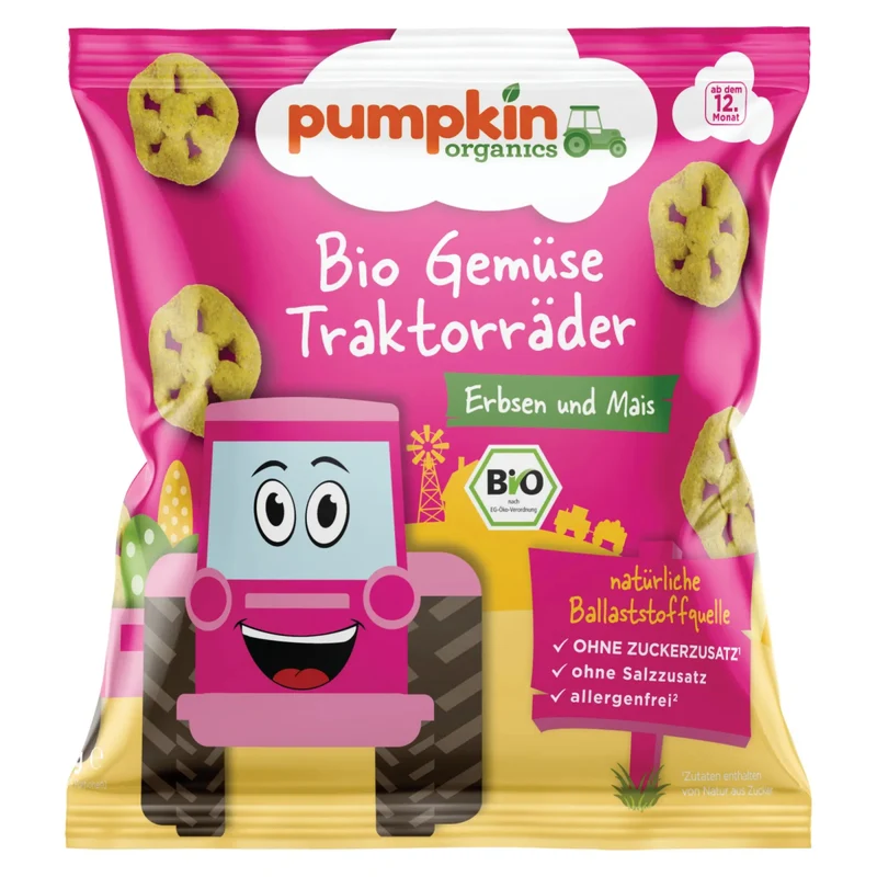 Bio Gemüse Traktorräder Erbsen und Mais (8er Pack)