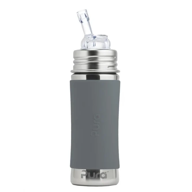 Pura Strohhalmflasche 325ml Grey