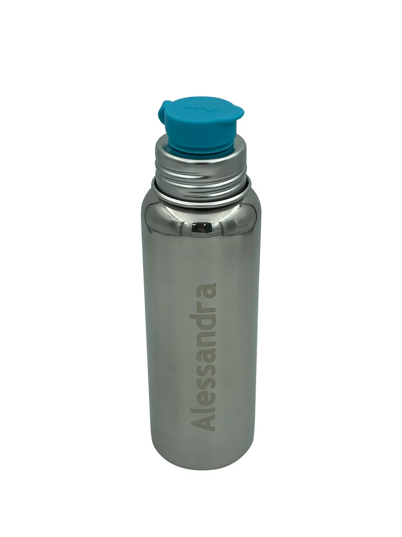Pura Sportflasche 850ml Edelstahl Pink Deckel mit Gravur