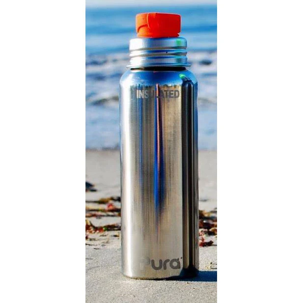 Pura Isolierflasche Sport 650ml ohne Überzug grüner Deckel
