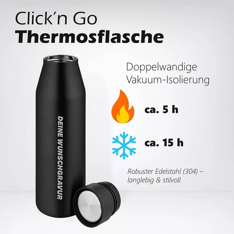 Thermosflasche mit Gravur – ClickTrip 600 ml aus Edelstahl