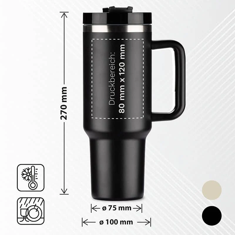 XXL Thermobecher 1 Liter mit Gravur und Griff