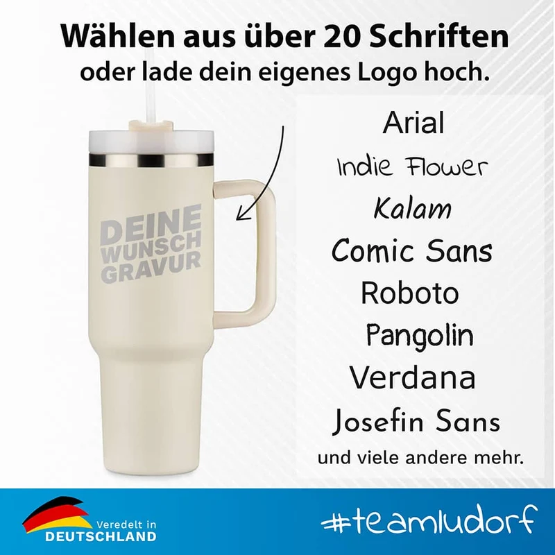 XXL Thermobecher 1 Liter mit Gravur und Griff