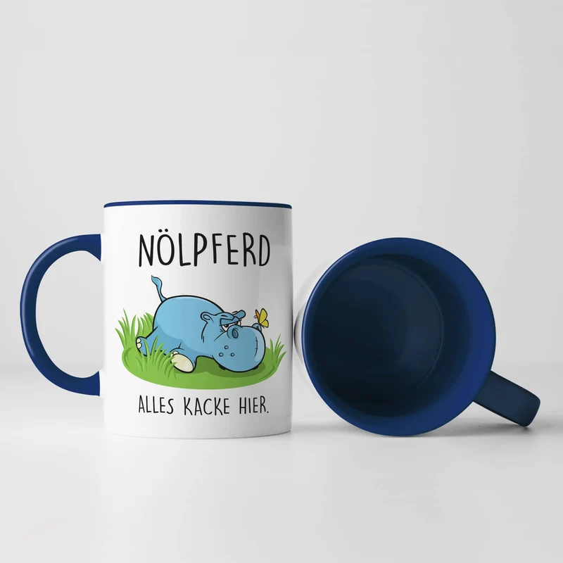 Lustige Keramiktasse mit verschiedenen Motiven