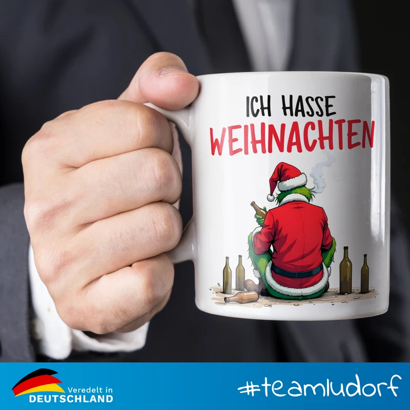 Lustige Keramiktasse mit verschiedenen Motiven