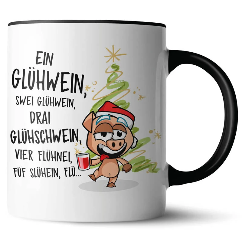 Lustige Keramiktasse mit verschiedenen Motiven