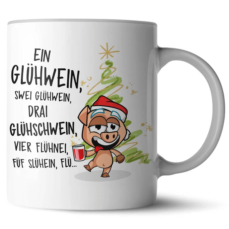 Lustige Keramiktasse mit verschiedenen Motiven