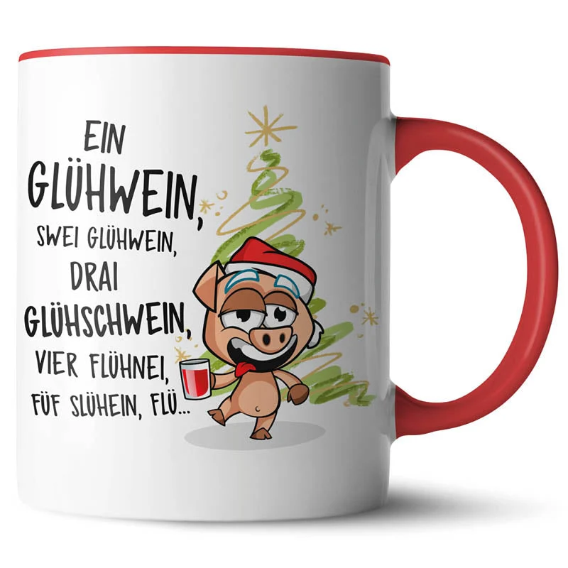 Lustige Keramiktasse mit verschiedenen Motiven
