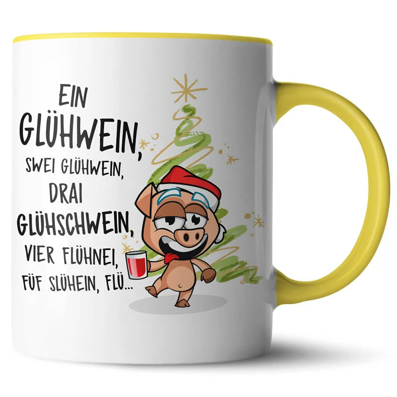 Lustige Keramiktasse mit verschiedenen Motiven