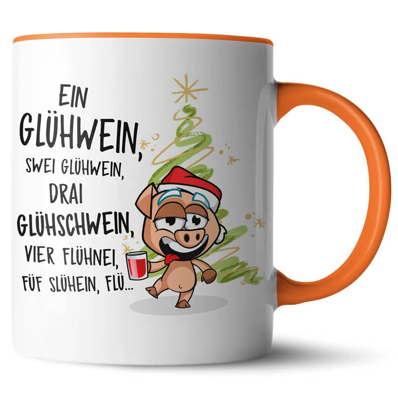 Lustige Keramiktasse mit verschiedenen Motiven