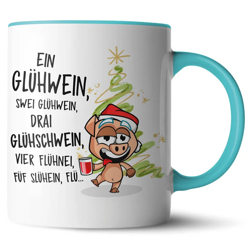 Lustige Keramiktasse mit verschiedenen Motiven