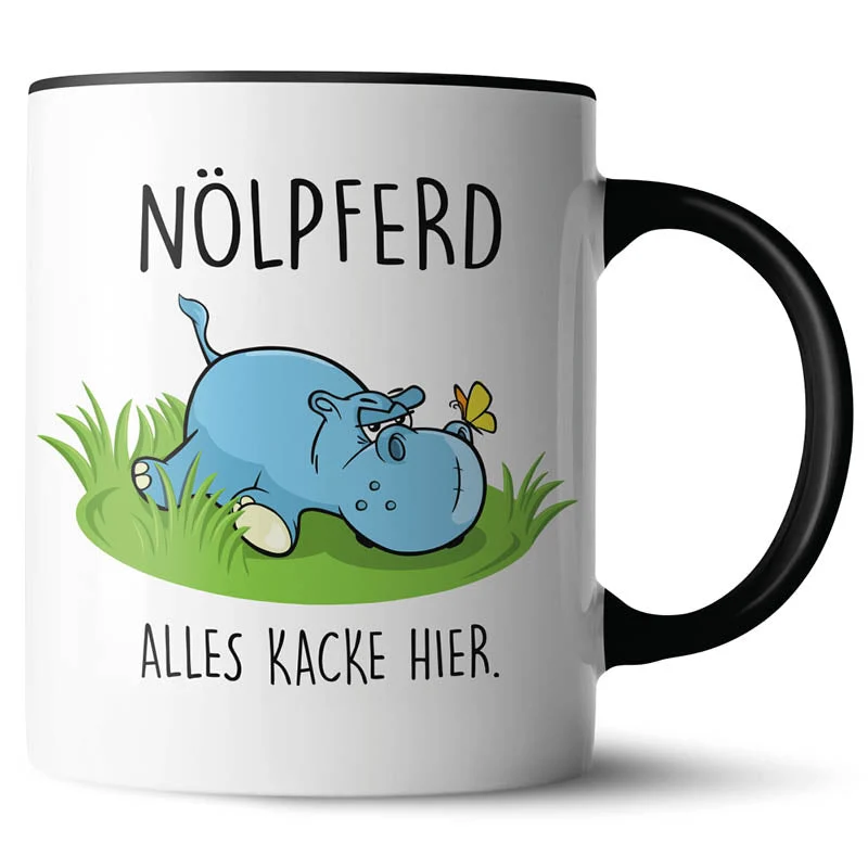 Lustige Keramiktasse mit verschiedenen Motiven