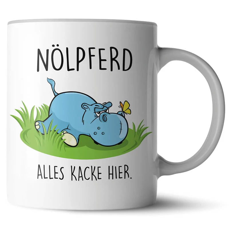 Lustige Keramiktasse mit verschiedenen Motiven