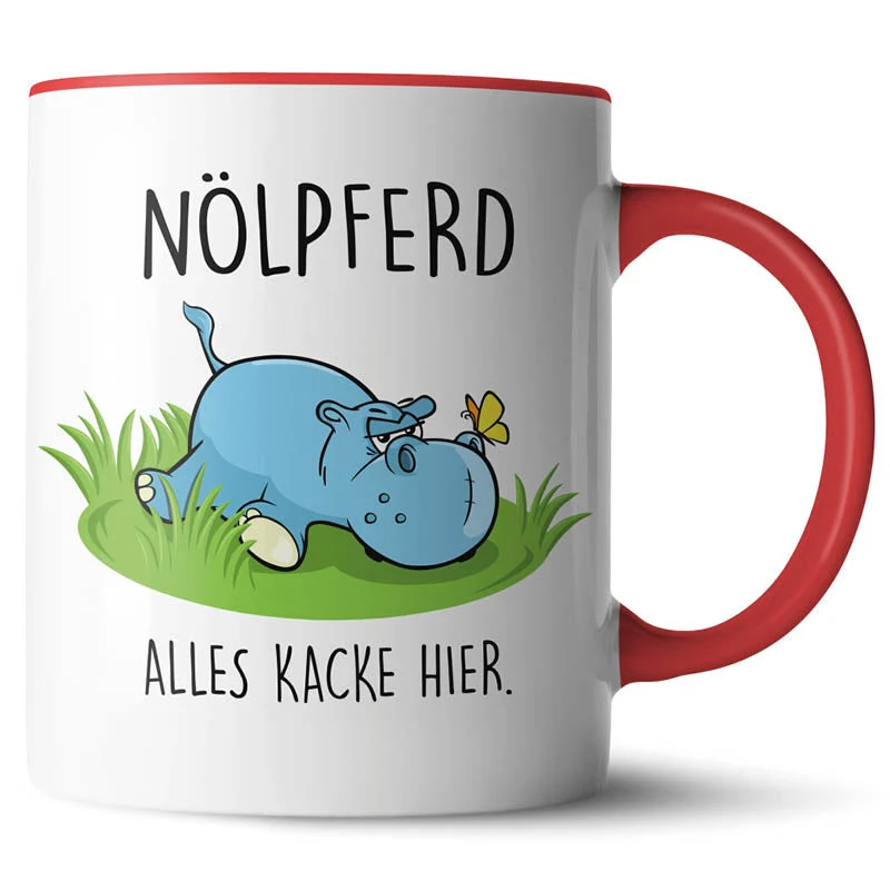 Lustige Keramiktasse mit verschiedenen Motiven