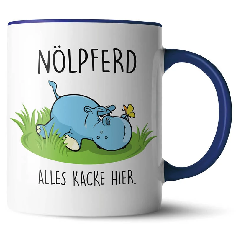 Lustige Keramiktasse mit verschiedenen Motiven