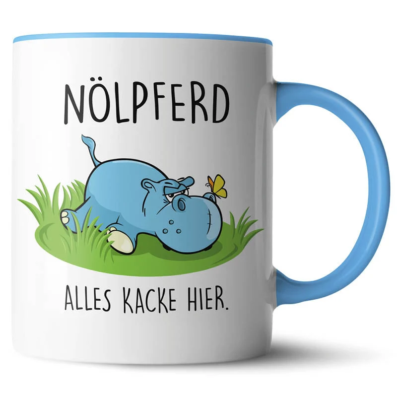 Lustige Keramiktasse mit verschiedenen Motiven
