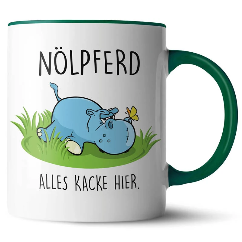 Lustige Keramiktasse mit verschiedenen Motiven