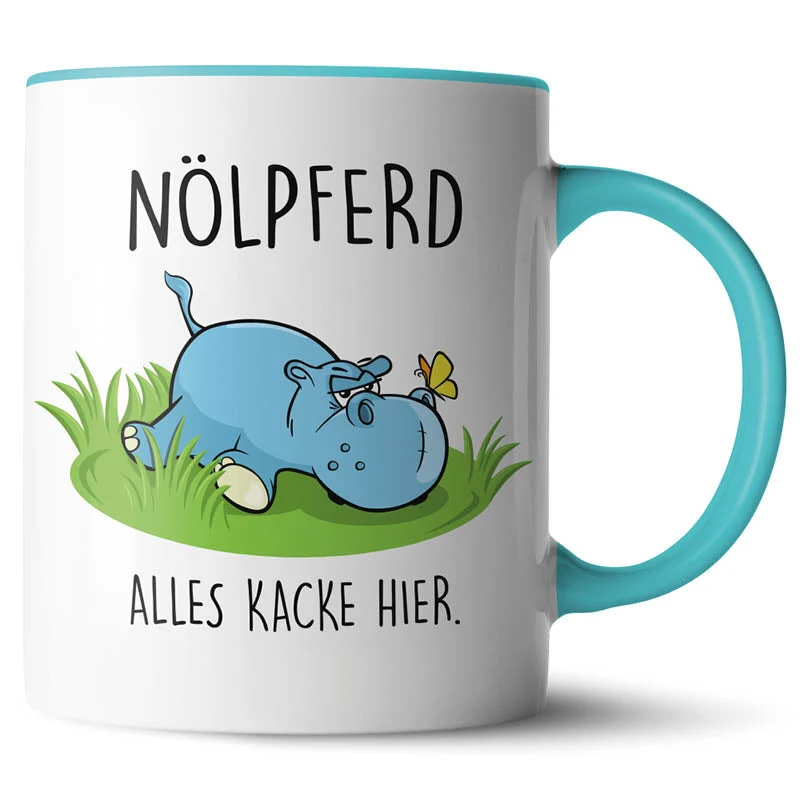 Lustige Keramiktasse mit verschiedenen Motiven