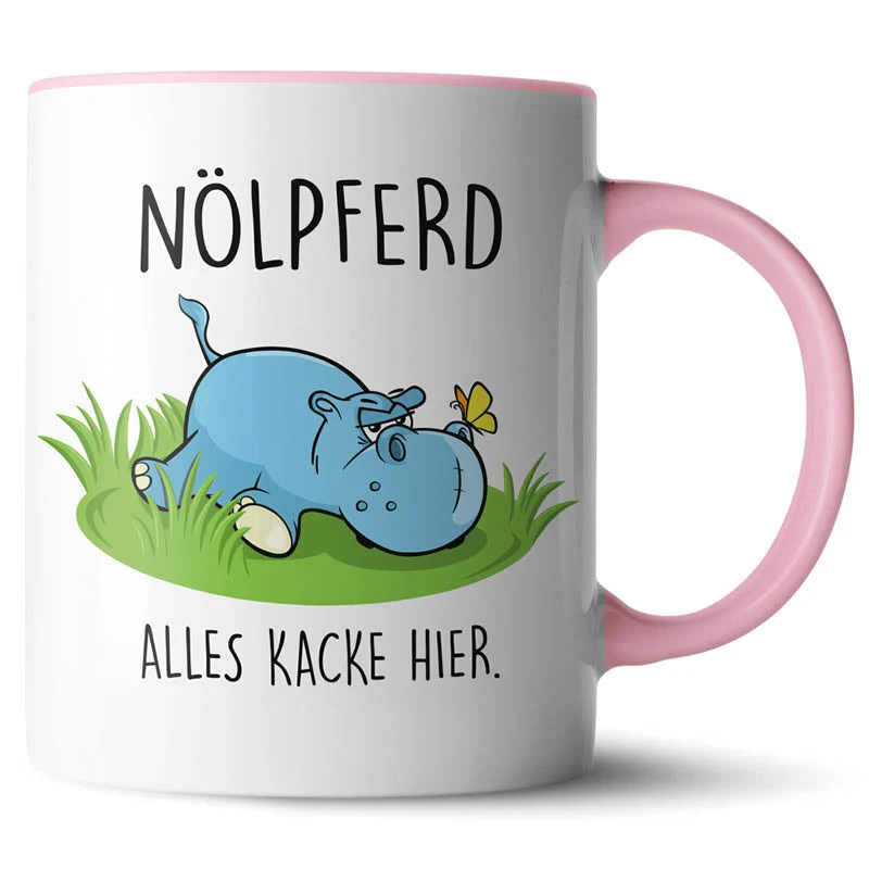 Lustige Keramiktasse mit verschiedenen Motiven