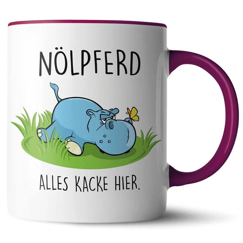 Lustige Keramiktasse mit verschiedenen Motiven
