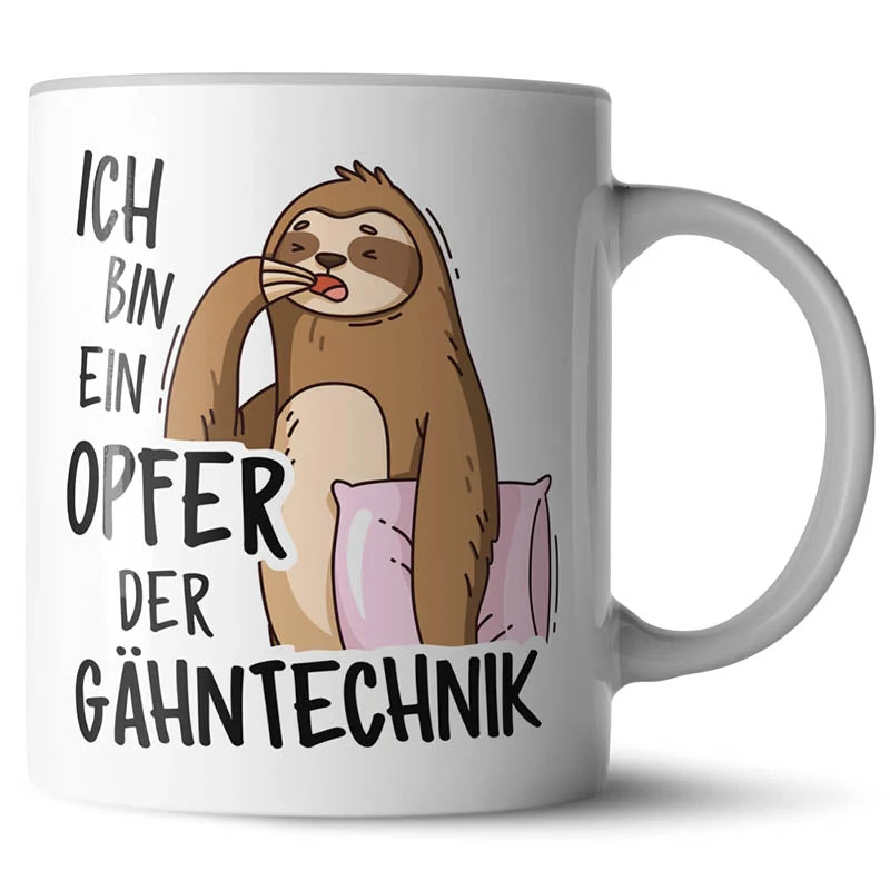 Lustige Keramiktasse mit verschiedenen Motiven