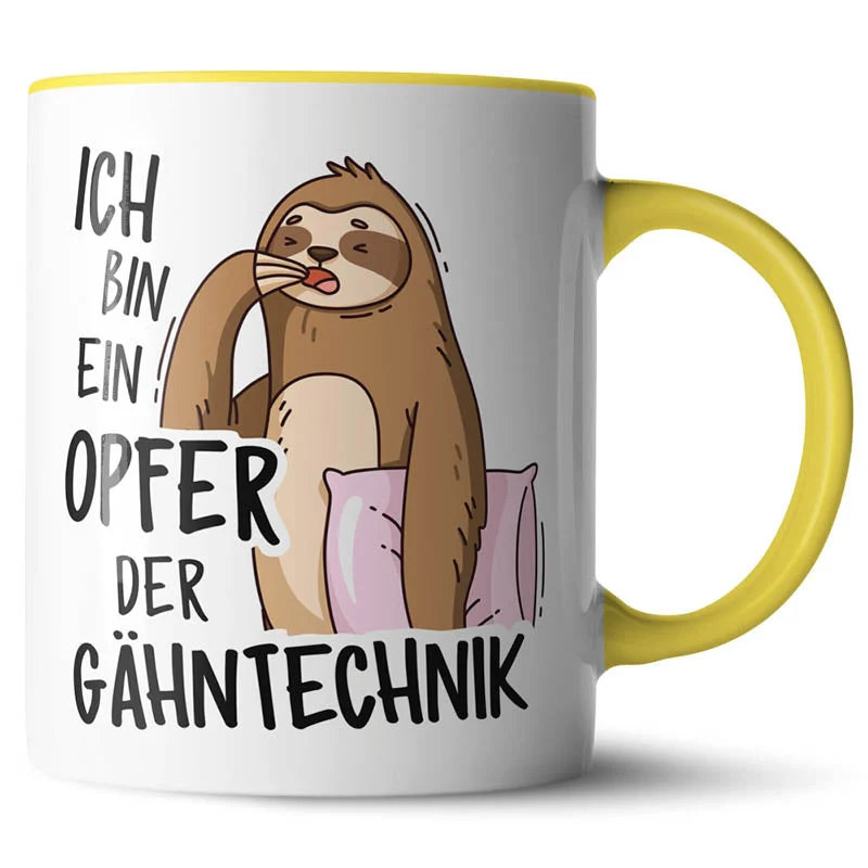 Lustige Keramiktasse mit verschiedenen Motiven