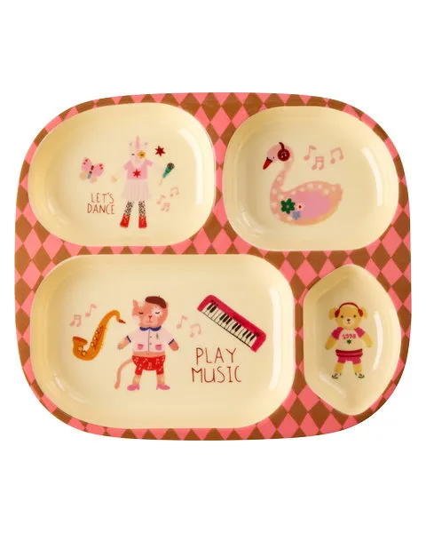 RICE Kids 4 Room Plate – Music Band Pink