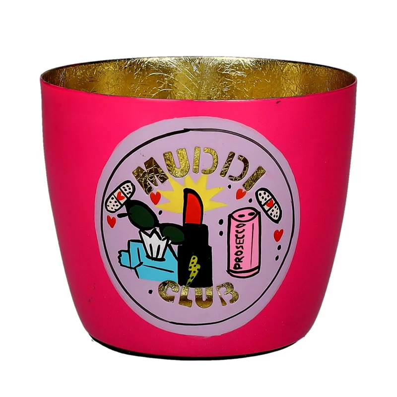 Windlicht "MUDDI CLUB" - hot pink/gold