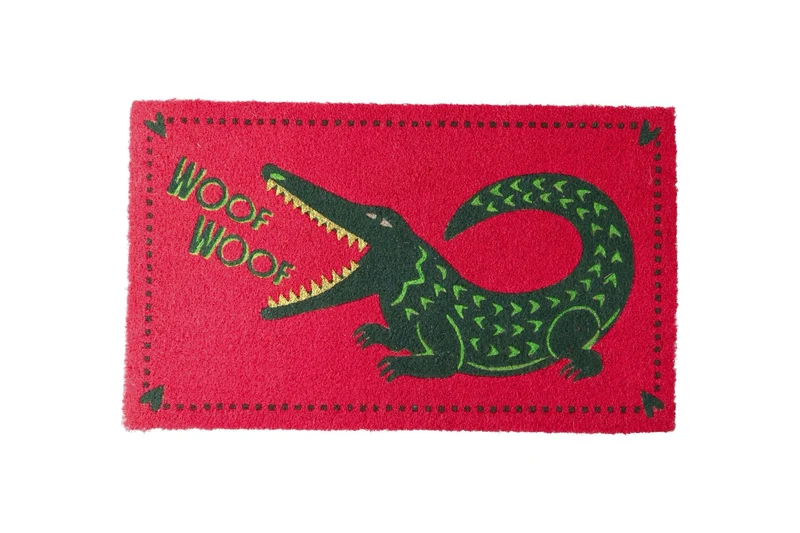 FUSSMATTE, "Woof woof Krokodil, neon pink
