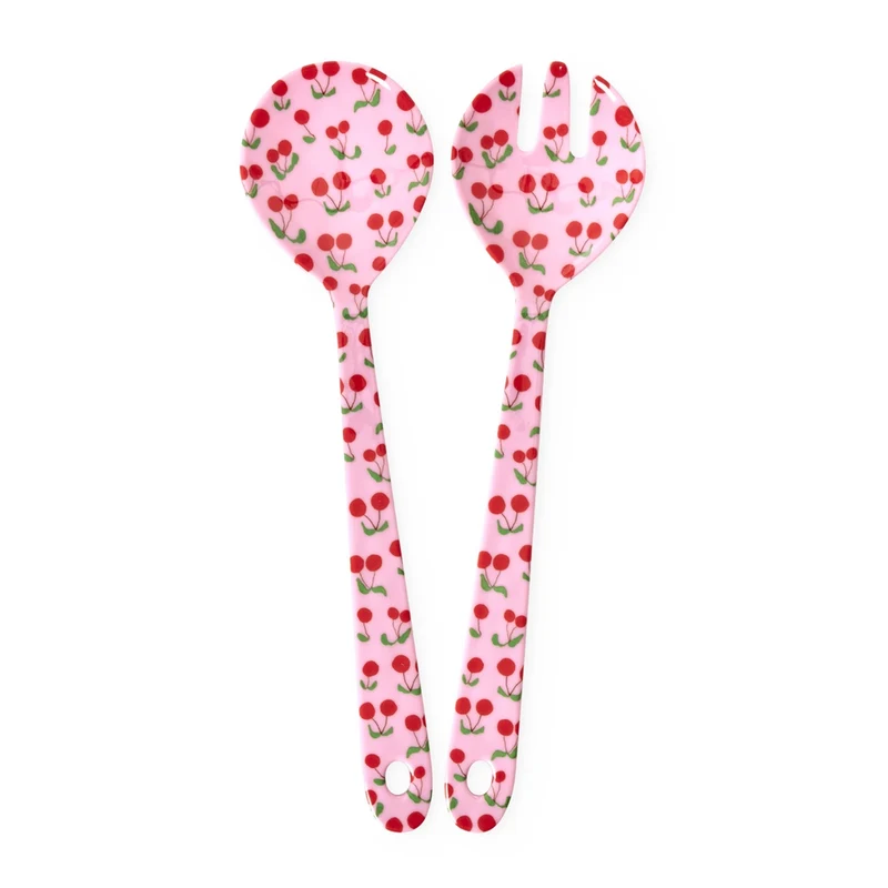 Melamin Salatbesteck- Pink - Cherries Print