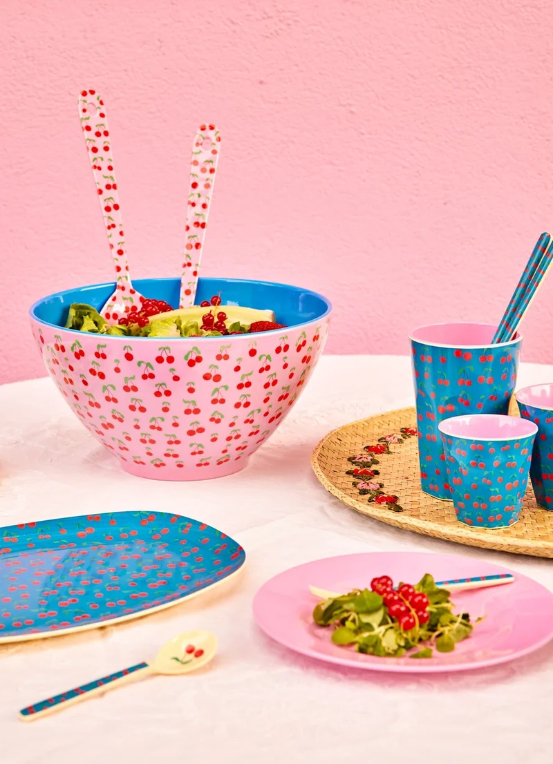 Melamin Salatbesteck- Pink - Cherries Print