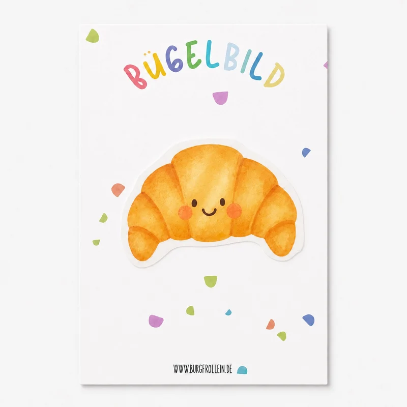 Bügelbild "Croissant mit Gesicht" zum Aufbügeln (A6)