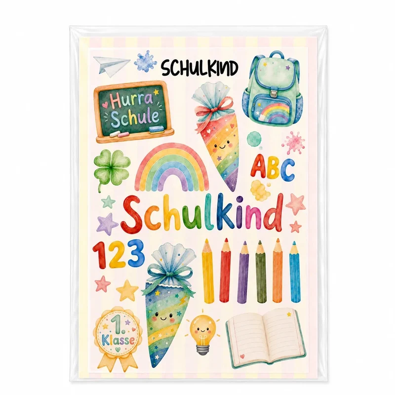 Bügelbilder Set „Schulkind“ zum Aufbügeln (DIN A5)