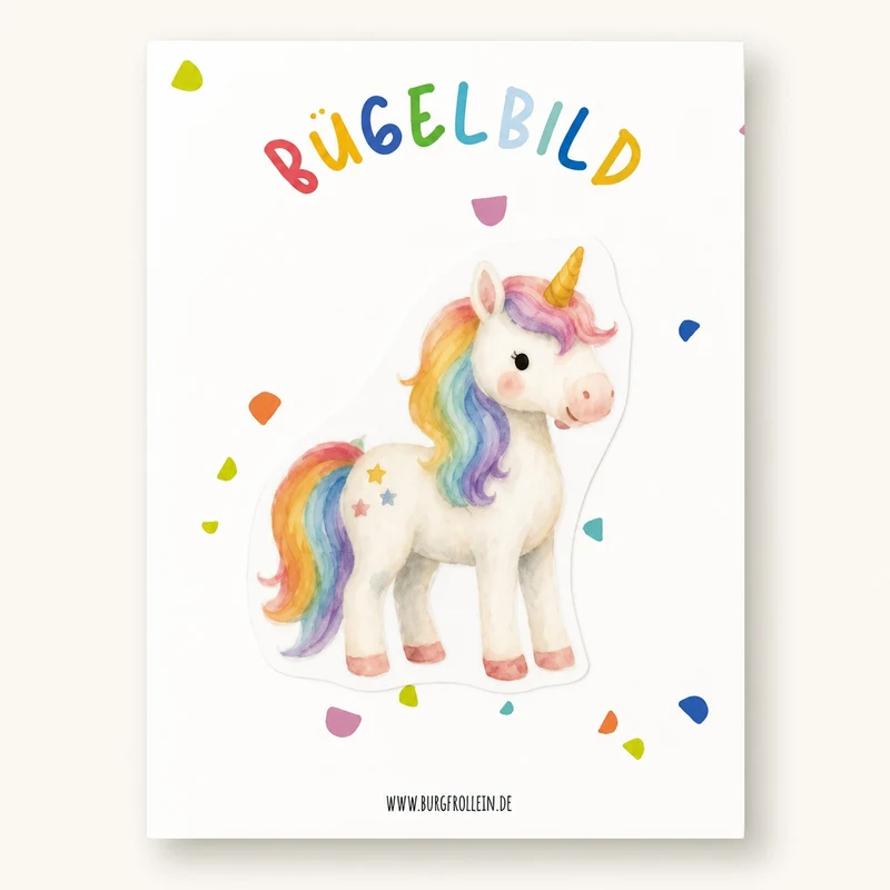 Bügelbild "Einhorn Regenbogen" zum Aufbügeln (A6)