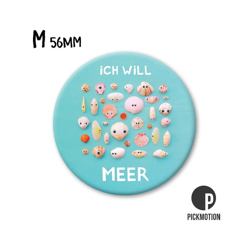 Magnet rund 56mm "Ich will Meer"
