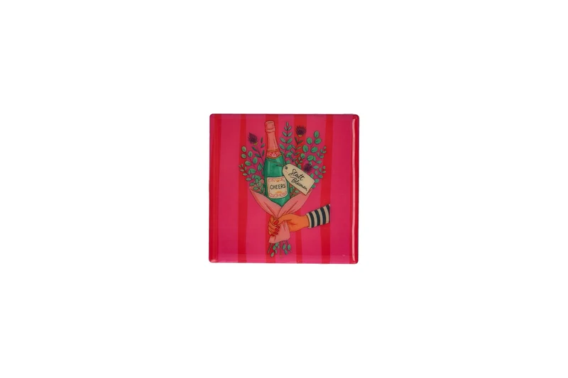 Love Tiles Fliese/ Untersetzer "STATT BLUMEN" -hot pink