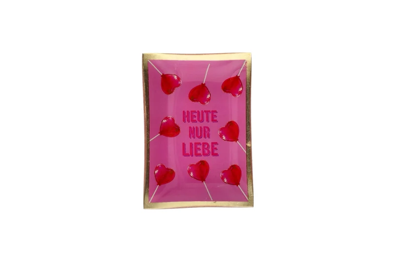 Love Plates Glasteller "HEUTE NUR LIEBE" -rosa