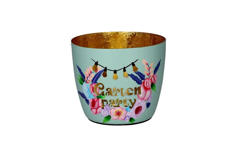 Windlicht "GARTENPARTY" mint/ gold