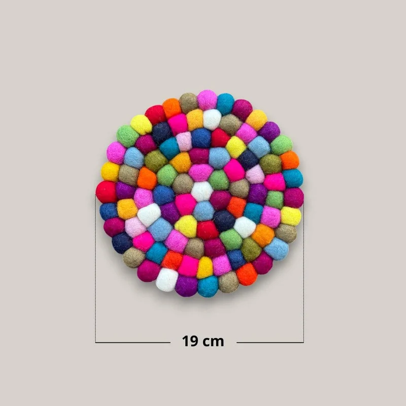 Bunte Filzkugel-Untersetzer – New Heidi 19cm