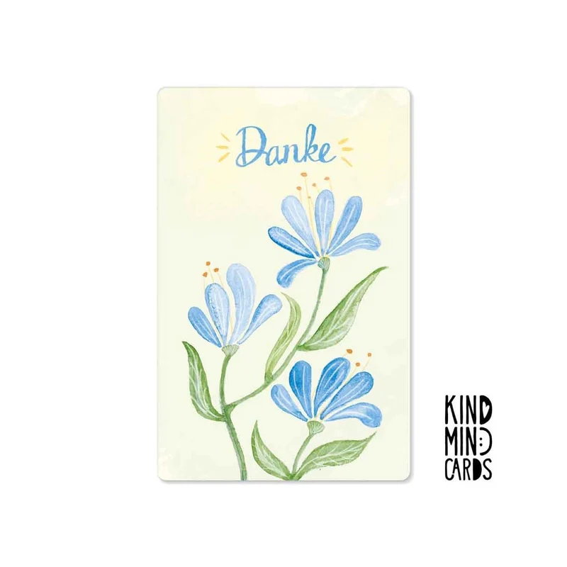 Kind Mind Card "Danke blaue Blumen"