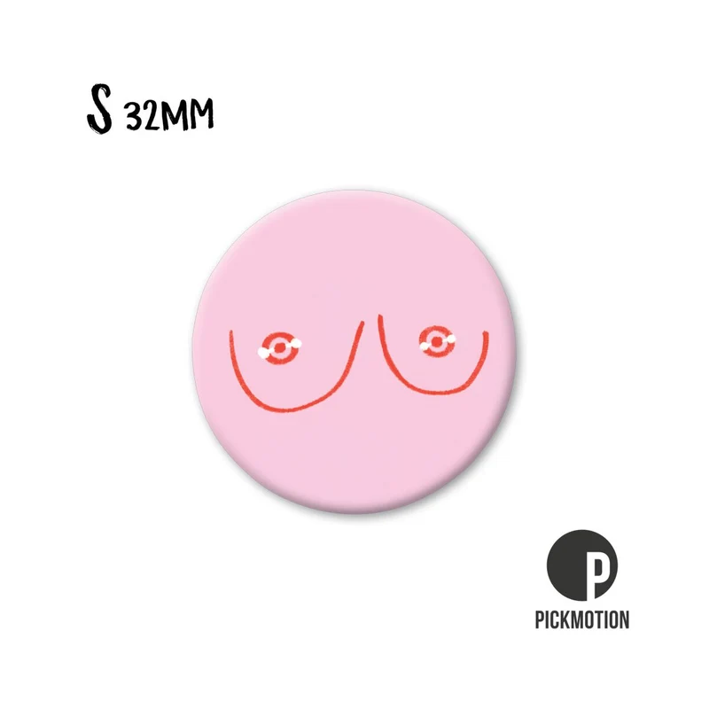 Magnet rund 32mm "Boobs Pink“