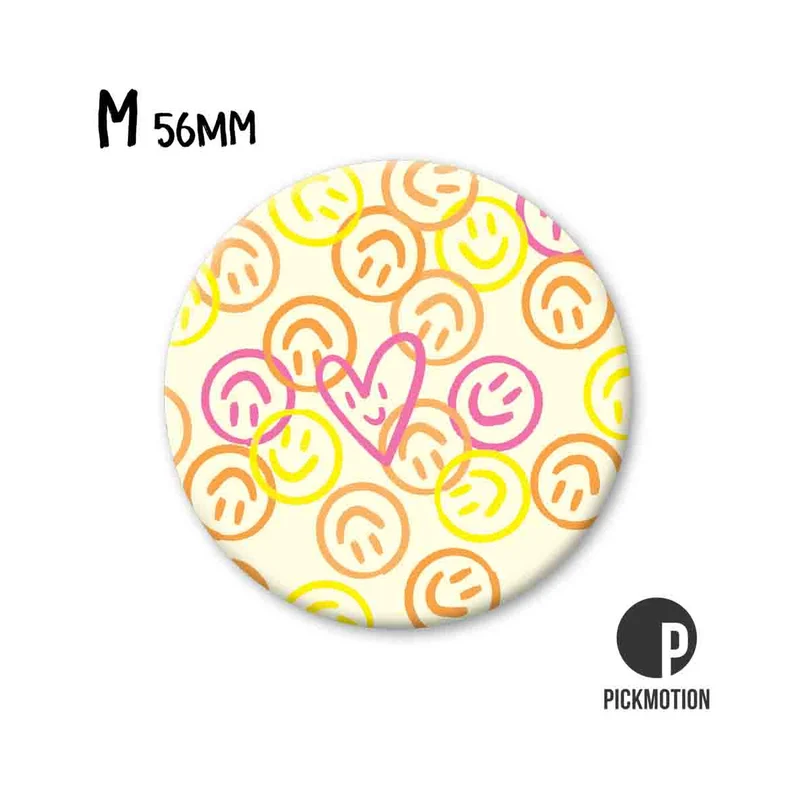 Magnet rund 56mm "Smiley-Herz-Mix