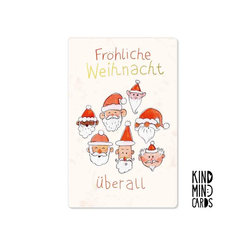 Kind Mind Card "Fröhliche Weihnacht überall Gesichter"