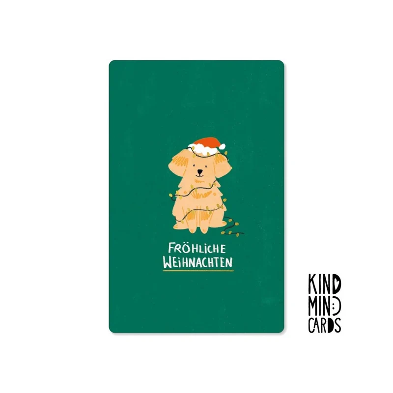 Kind Mind Card "Fröhliche Weihnachten Lichterkettenhund"